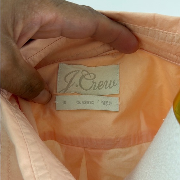 J. Crew Size 6 Peach Short Sleeve Ruffled Button Down Shirt - Picture 2 of 10